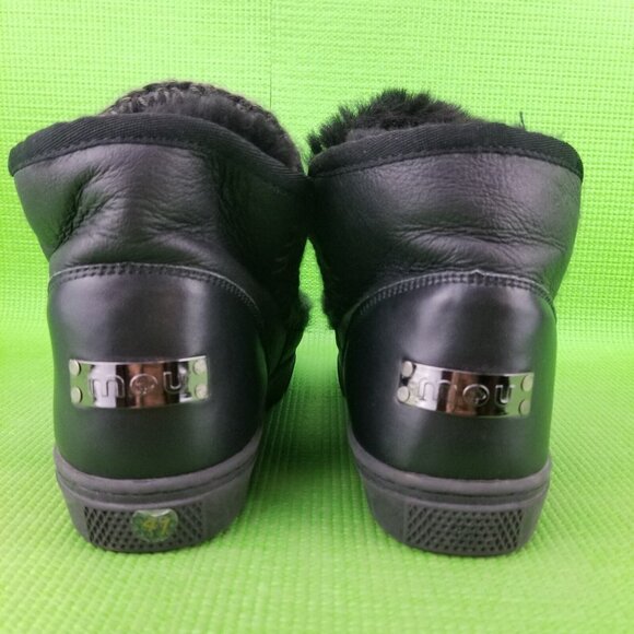 ✅MOU ESKIMO Sneakers Mens 8 BLACK Hand-crafted Genuine Sheepskin Pull On Boot - Picture 7 of 12